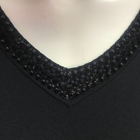 Black Blouse with beaded neckline size XL - Picture 2 of 3